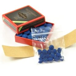 Brunswick 15 X 11mm Leather Blue Diamond Snooker Pool Cue Tips - Free Sandpaper