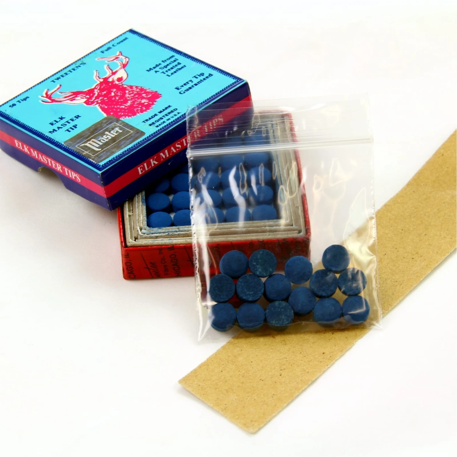 Tweeten 15 X 8mm Tweeten ELK MASTER Leather Snooker Pool Cue Tips - FREE Sandpaper 3 Tweeten 15 X 8mm Tweeten ELK MASTER Leather Snooker Pool Cue Tips - FREE Sandpaper