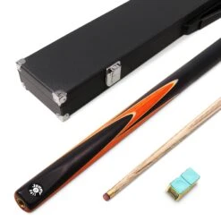 Jonny 8 Ball Jonny 8 Ball 2 Piece ORANGE SNIPER Pool Cue And Case Set With Jonny 8 Ball Black Reinforced Case + 2 Chalks