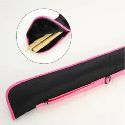 Cue & Case Quality Fur Lined BLACK With PINK Piping 2pc Cue Case For Snooker Pool Cue