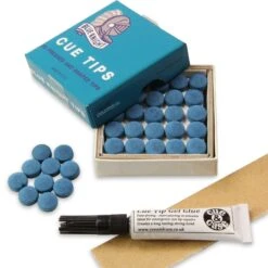 Tweeten 10 X 8.5mm Tweeten BLUE KNIGHT Leather Snooker Pool Cue Tips - FREE Sandpaper