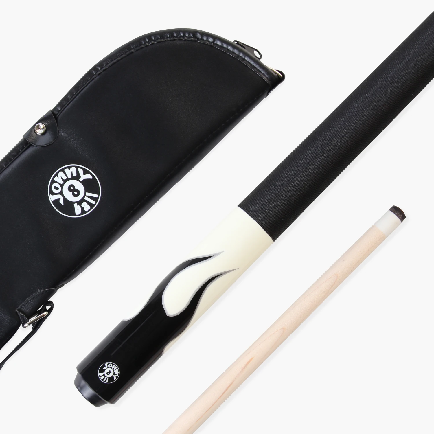 Cue + Case Jonny 8 Ball Flame 58" Maple Pool Snooker Cue With 11mm Tip And Heavy Duty Vinyl Soft Case 3 Cue + Case Jonny 8 Ball Flame 58" Maple Pool Snooker Cue With 11mm Tip And Heavy Duty Vinyl Soft Case