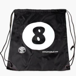 Jonny 8 Ball Attractive Black Jonny 8 Ball Drawstring Kit Bag - Cool 8 Ball Pool Design