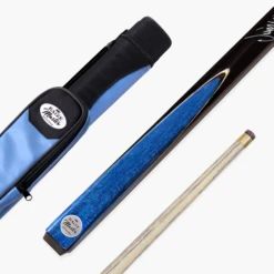 Cue + Case Baize Master Jimmy White 57" 2 Piece Blue Conquest Snooker Pool Cue - 9.5mm Tip With Tri Tube Case