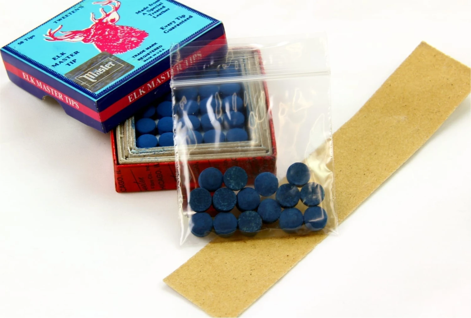 Tweeten 15 X 8mm Tweeten ELK MASTER Leather Snooker Pool Cue Tips - FREE Sandpaper 4 Tweeten 15 X 8mm Tweeten ELK MASTER Leather Snooker Pool Cue Tips - FREE Sandpaper - Image 2
