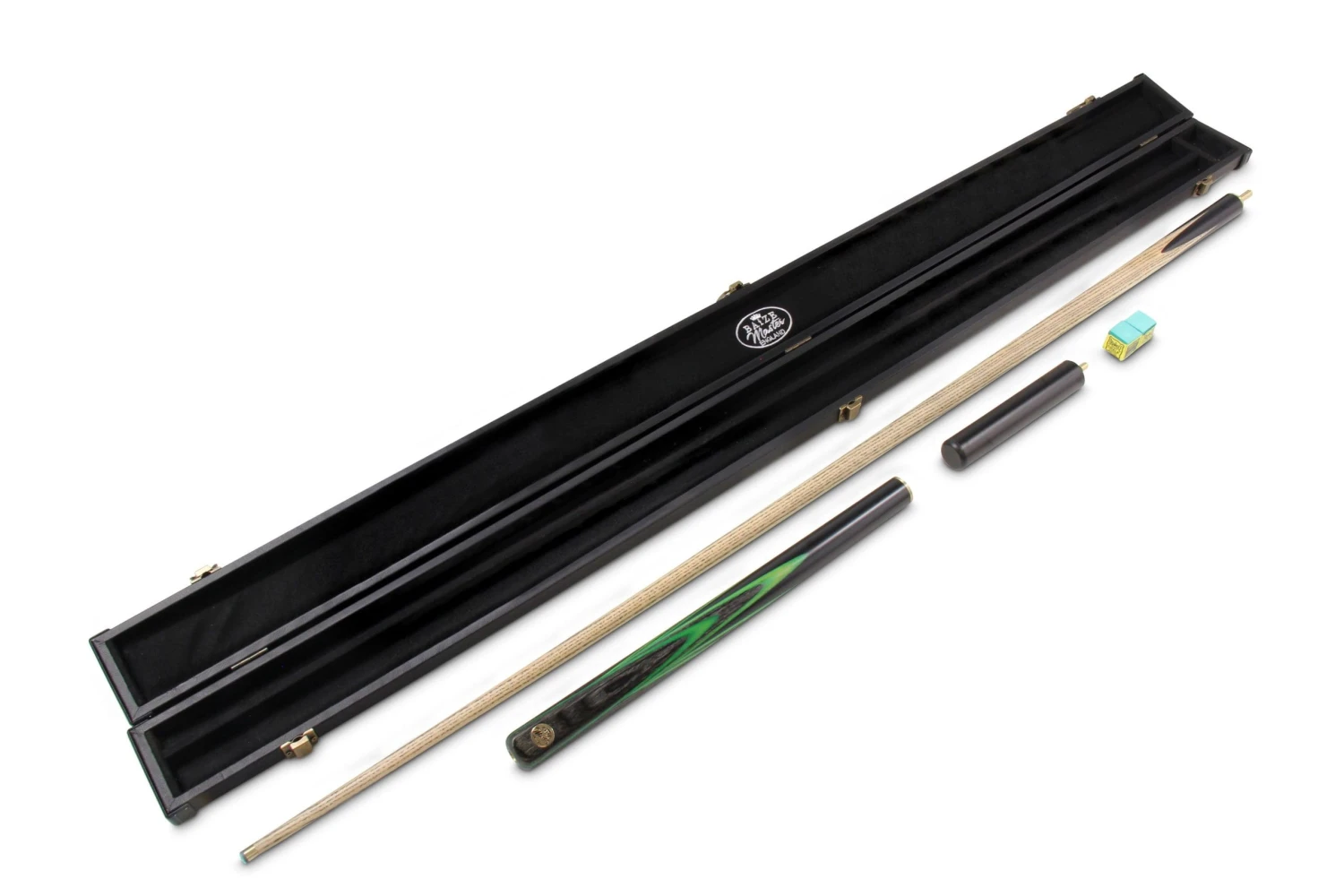 Baize Master Baize Master Gold Series GREEN EMPEROR 8-BALL POOL CUE SET With 57 Inch Hand Spliced 3/4 Joint Cue 8mm Tip, Deluxe Black Interior Hard Case And 2 X Chalk 4 Baize Master Baize Master Gold Series GREEN EMPEROR 8-BALL POOL CUE SET With 57 Inch Hand Spliced 3/4 Joint Cue 8mm Tip, Deluxe Black Interior Hard Case And 2 X Chalk - Image 2