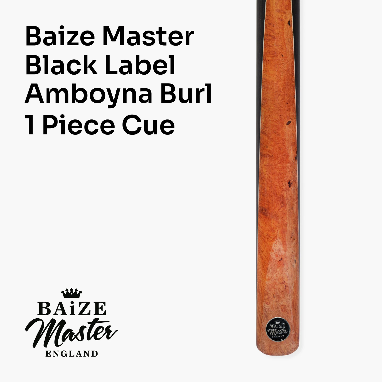 Baize Master Baize Master Black Label 57 Inch One Piece Hand Spliced Premium Ebony Butt English Pool Cue With 8mm Leather Tip 4 Baize Master Baize Master Black Label 57 Inch One Piece Hand Spliced Premium Ebony Butt English Pool Cue With 8mm Leather Tip - Image 2