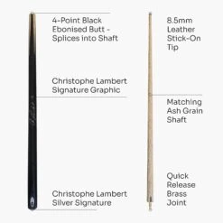 BCE BCE Christophe Lambert 48 Inch JUNIOR CHAMPION 2 Piece English Pool Cue And Case Set 8.5mm Tip 13 BCE BCE Christophe Lambert 48 Inch JUNIOR CHAMPION 2 Piece English Pool Cue And Case Set 8.5mm Tip -Billiards Shop 48ChristopheJuniorSleeve4