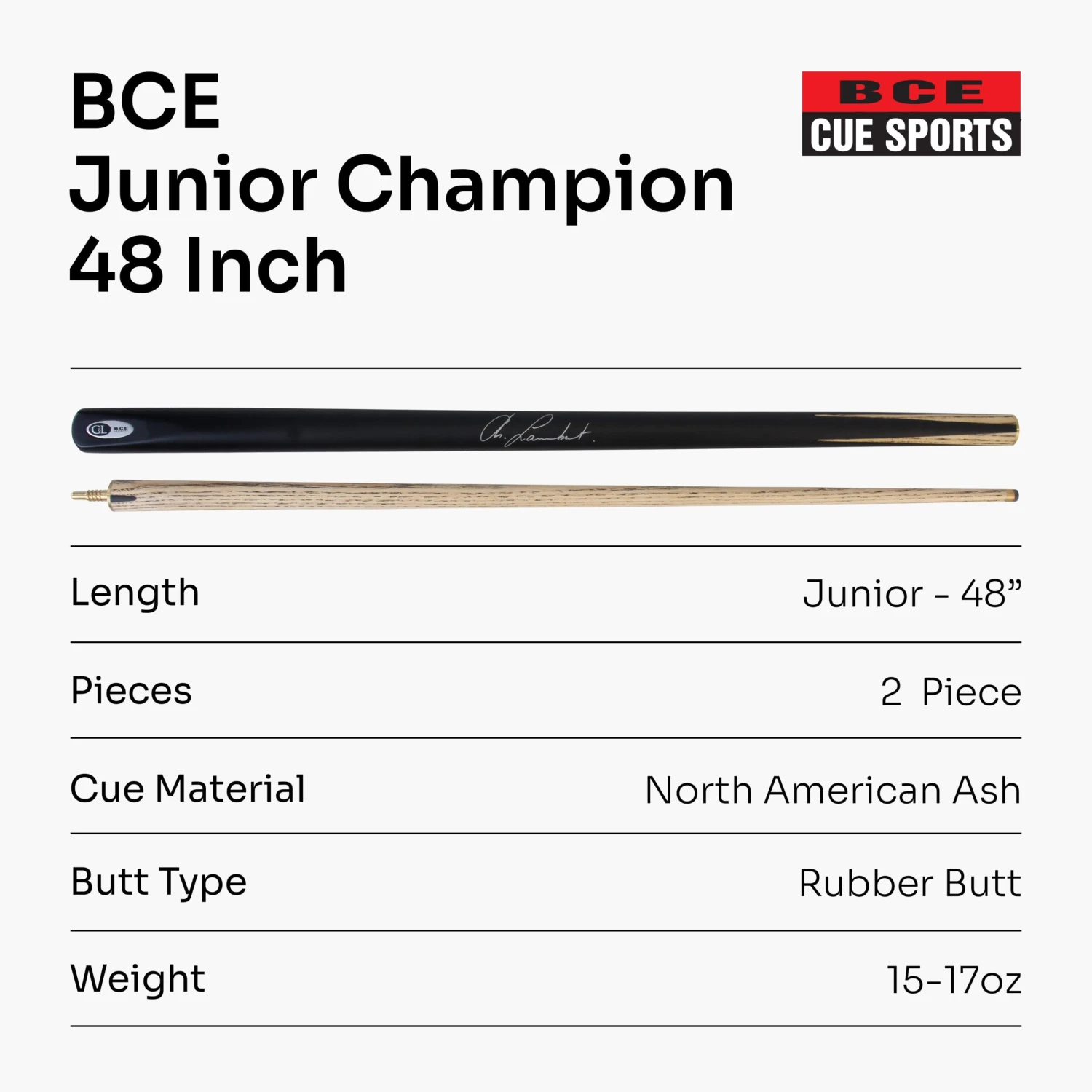 BCE BCE Christophe Lambert 48 Inch JUNIOR CHAMPION 2pc English Pool Cue - 8.5mm Tip 9 BCE BCE Christophe Lambert 48 Inch JUNIOR CHAMPION 2pc English Pool Cue - 8.5mm Tip - Image 7