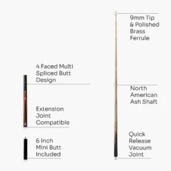 PRO147 Pro147 CLASSIC 3/4 Jointed Snooker Pool Cue And Case Set 9.5mm Tip -Billiards Shop 4 158626f9 f8e0 4d93 800d 314cf1c35683