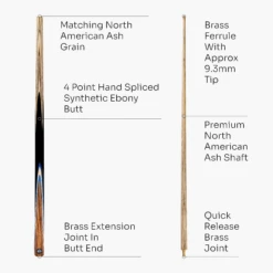 Cue + Case Baize Master Challenger 57" 2-Piece Cue - 9.3mm Tip With Case, Extension & Mini Butt -Billiards Shop 4 5f6d9f01 9cb2 4726 8d21 3048efc102db