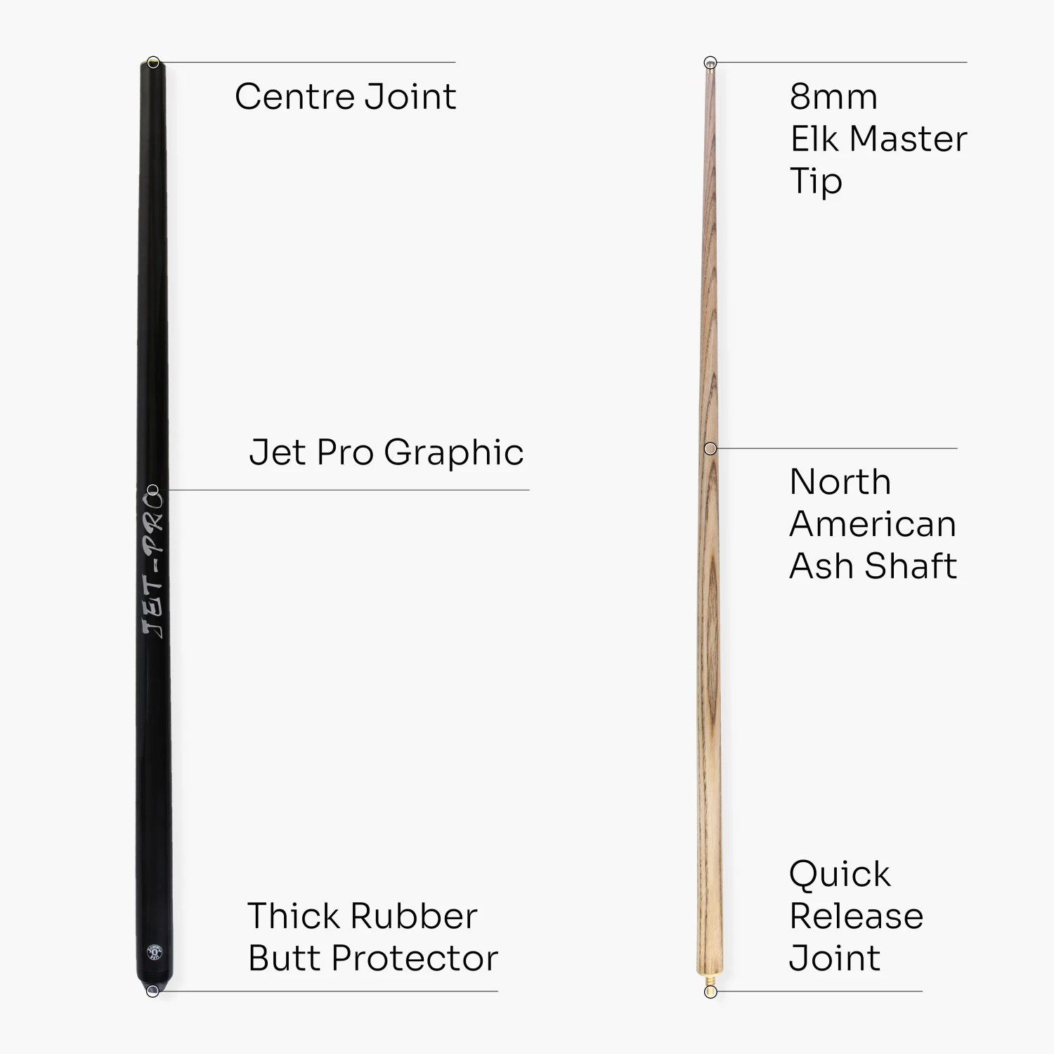 Jonny 8 Ball Jonny 8 Ball 57 Inch BLACK JET-PRO 2pc Ash Pool Cue With 8mm Elk Master Tip 6 Jonny 8 Ball Jonny 8 Ball 57 Inch BLACK JET-PRO 2pc Ash Pool Cue With 8mm Elk Master Tip - Image 4