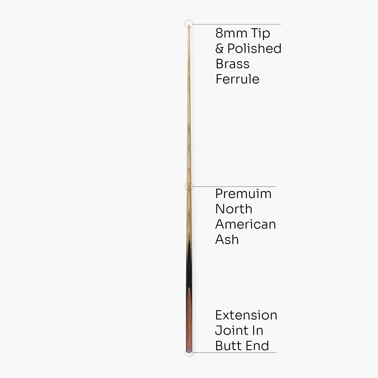 Baize Master Baize Master Black Label 57 Inch One Piece Hand Spliced Premium Ebony Butt English Pool Cue With 8mm Leather Tip 20 Baize Master Baize Master Black Label 57 Inch One Piece Hand Spliced Premium Ebony Butt English Pool Cue With 8mm Leather Tip - Image 18