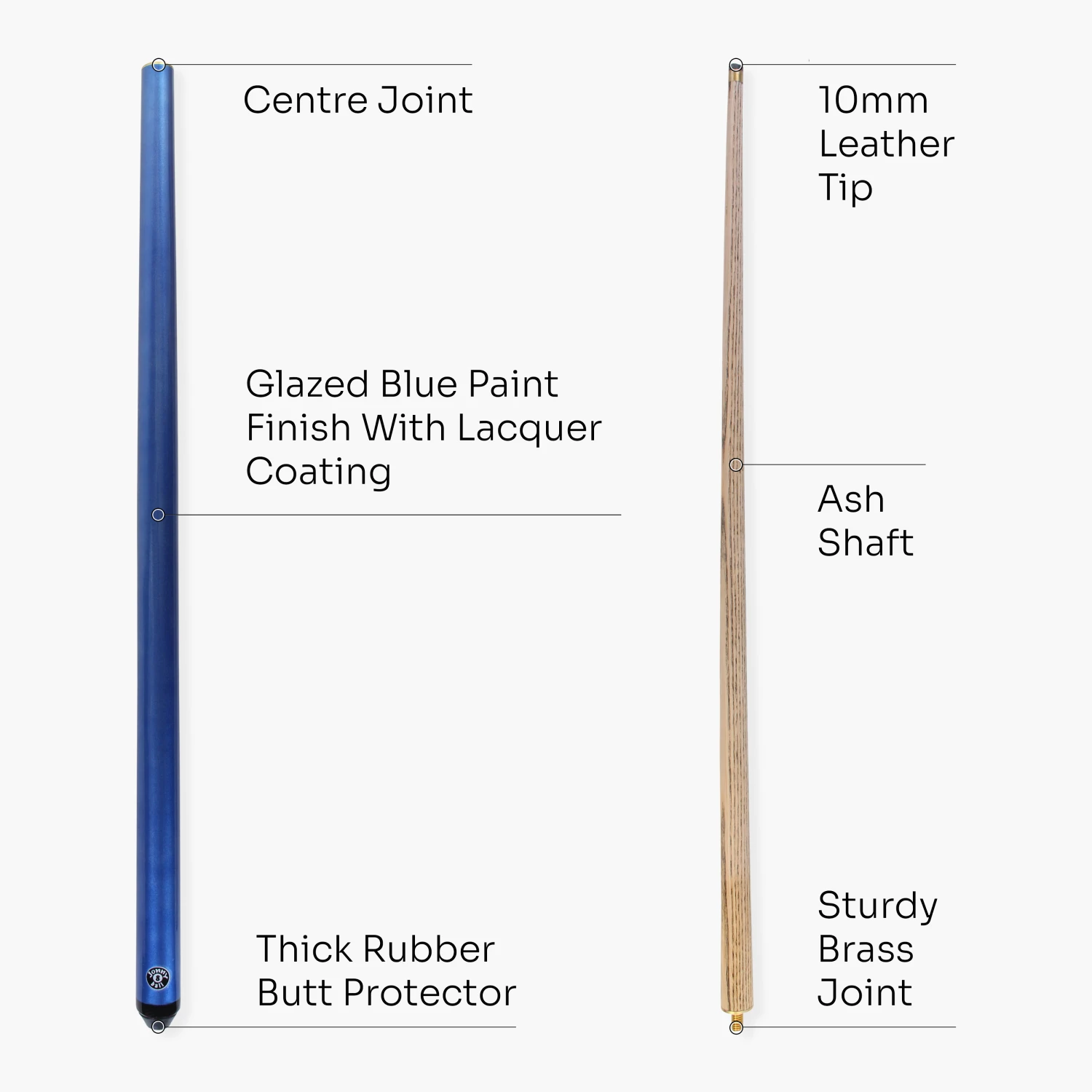 Jonny 8 Ball Jonny 8 Ball 42 Inch BLUE JET JUNIOR 2pc Ash Snooker Cue & SOFT CASE - 9mm Tip 6 Jonny 8 Ball Jonny 8 Ball 42 Inch BLUE JET JUNIOR 2pc Ash Snooker Cue & SOFT CASE - 9mm Tip - Image 4