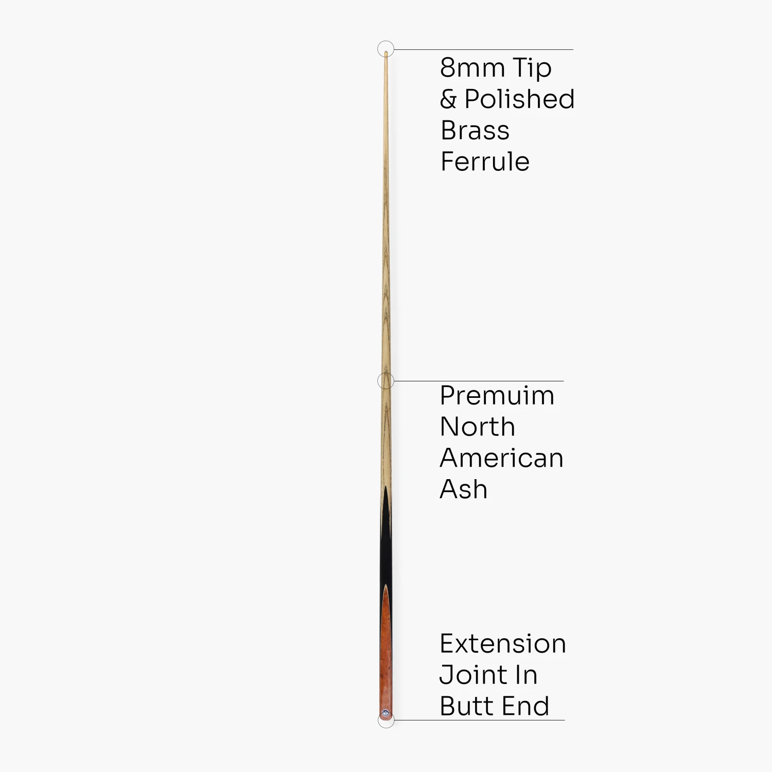 Baize Master Baize Master Black Label 57 Inch One Piece Hand Spliced Premium Ebony Butt English Pool Cue With 8mm Leather Tip 6 Baize Master Baize Master Black Label 57 Inch One Piece Hand Spliced Premium Ebony Butt English Pool Cue With 8mm Leather Tip - Image 4