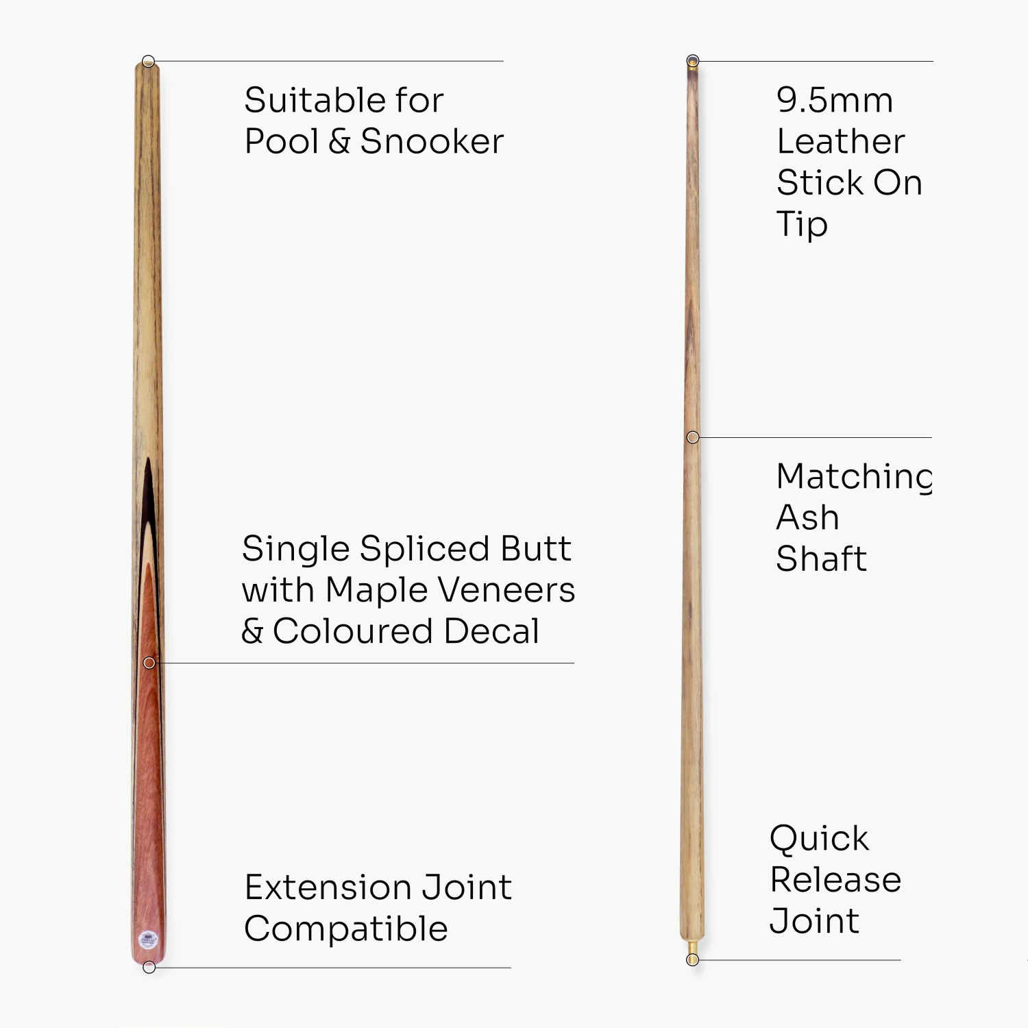 PRO147 PRO147 PRO MATCH 57 Inch 2 Piece Matching Ash Snooker Pool Cue 9.5mm Tip 6 PRO147 PRO147 PRO MATCH 57 Inch 2 Piece Matching Ash Snooker Pool Cue 9.5mm Tip - Image 4