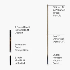 PRO147 Pro147 CLASSIC 3/4 Jointed Snooker Pool Cue And Case Set 9.5mm Tip -Billiards Shop 4 ac0c9a0c 568e 498c 9429 de400a80fc77