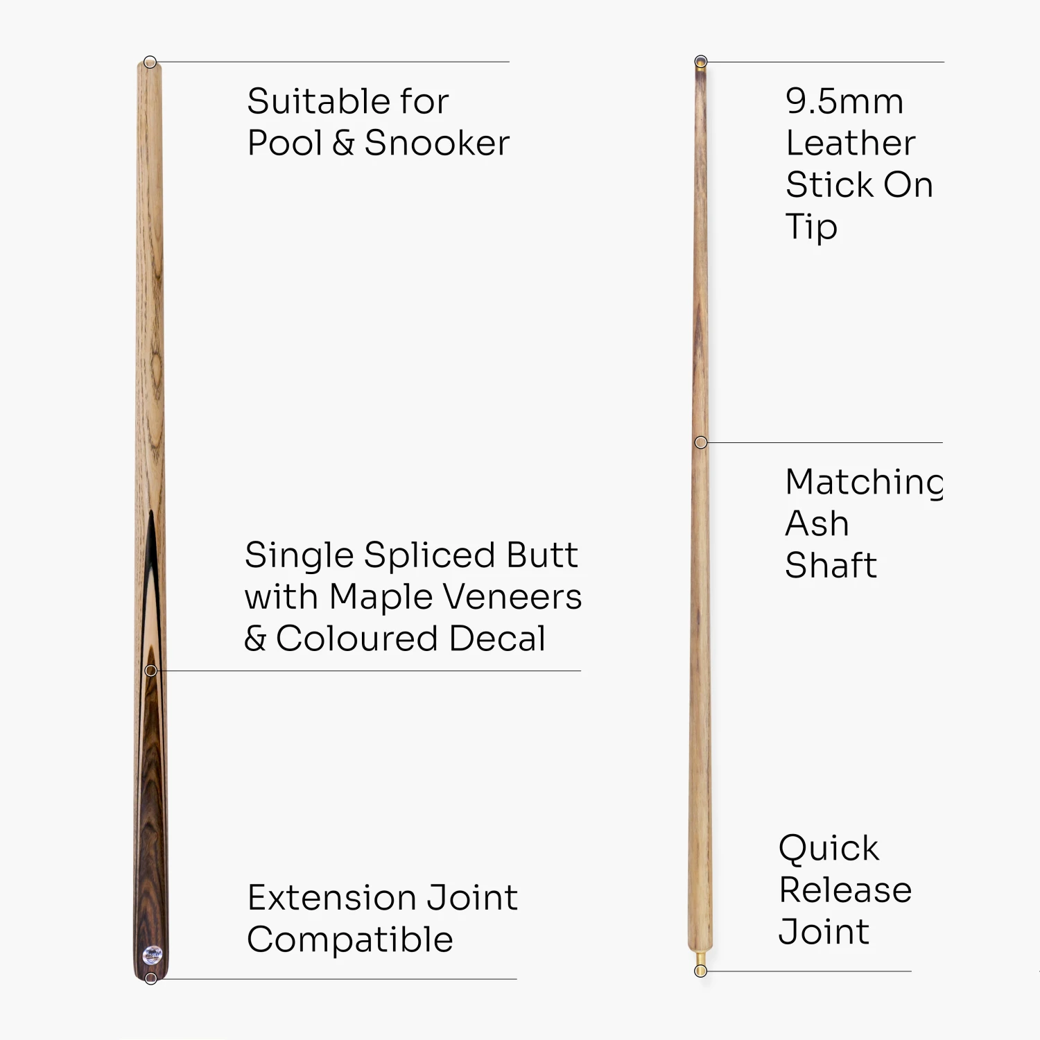 PRO147 PRO147 PRO MATCH 57 Inch 2 Piece Matching Ash Snooker Pool Cue 9.5mm Tip 12 PRO147 PRO147 PRO MATCH 57 Inch 2 Piece Matching Ash Snooker Pool Cue 9.5mm Tip - Image 10