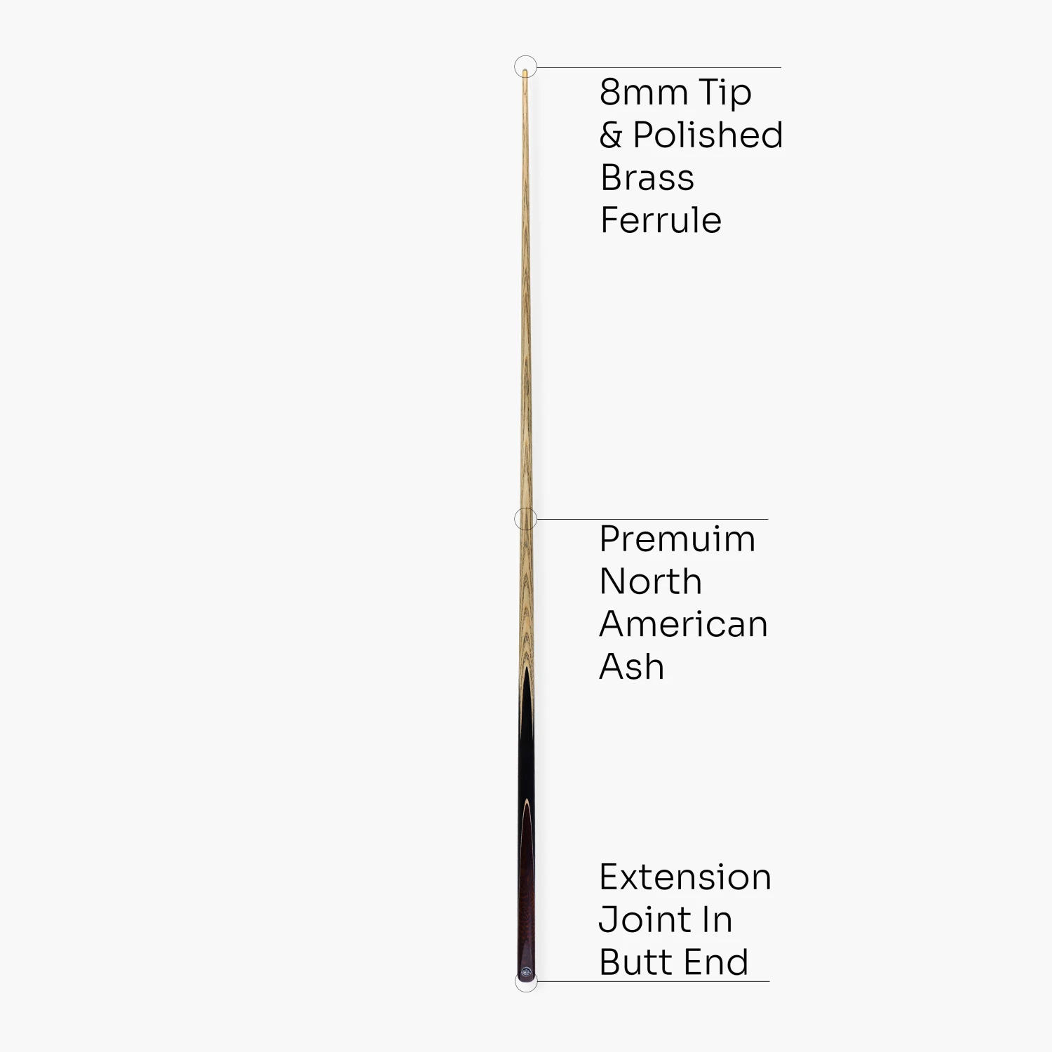 Baize Master Baize Master Black Label 57 Inch One Piece Hand Spliced Premium Ebony Butt English Pool Cue With 8mm Leather Tip 13 Baize Master Baize Master Black Label 57 Inch One Piece Hand Spliced Premium Ebony Butt English Pool Cue With 8mm Leather Tip - Image 11