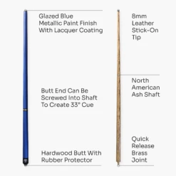 Jonny 8 Ball Jonny 8 Ball 48" BLUE PRO-TRIAD 3 Section Pool Cue - 8mm Elk Master Tip -Billiards Shop 5 3f87d1f4 05a9 475f 92db bdd004c27cce