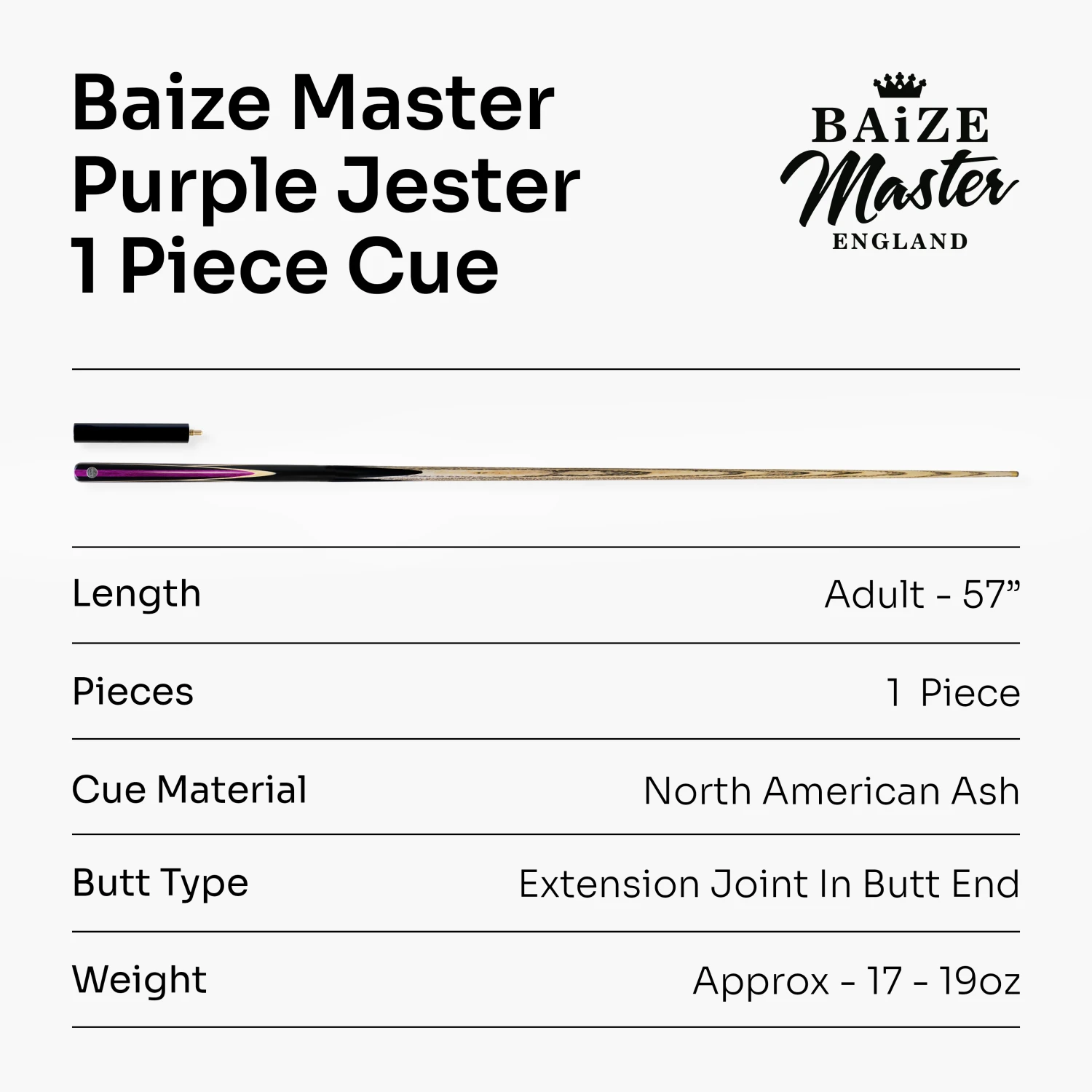 Baize Master Baize Master 1 Piece PURPLE JESTER 57 Inch Ash Snooker Pool Cue With 9.5mm Tip 7 Baize Master Baize Master 1 Piece PURPLE JESTER 57 Inch Ash Snooker Pool Cue With 9.5mm Tip - Image 5