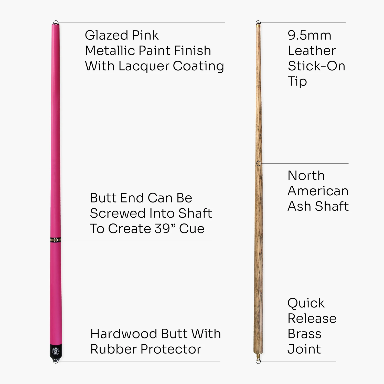 Jonny 8 Ball Jonny 8 Ball 57 Inch NEON PINK TRIAD 3 Section Ash Pool Snooker Cue & SOFT CASE 7 Jonny 8 Ball Jonny 8 Ball 57 Inch NEON PINK TRIAD 3 Section Ash Pool Snooker Cue & SOFT CASE - Image 5