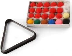 Cue + Case Funky Chalk 1 1/2 Inch 38mm Economy Kids Snooker Balls - 22 Ball Set (15 Reds) & TRIANGLE