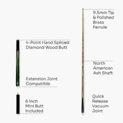 Baize Master Baize Master 3/4 GREEN JESTER 58 Inch Ash Snooker Cue With 9.75mm Tip -Billiards Shop 6 eb24ef62 39f0 4daf 831e cd79bed139e1