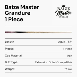 Baize Master Baize Master Limited Edition Grandure #008 One Piece Hand Spliced Ultra-Premium English Pool Cue With Titanium Ferrule And Hand-Fitted Asia Cues Pro 8mm Tip – Handmade In Thailand By Asia Cues -Billiards Shop 7 04093519 c18d 4c2f b323 a030174e69d7