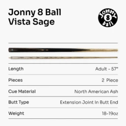 Jonny 8 Ball Jonny 8 Ball VISTA 57 Inch 2 Piece Centre Joint Multi Spliced English Pool Cue With 8mm Tip -Billiards Shop 7 2136218c d808 4f3d a7b9 d016b652369c