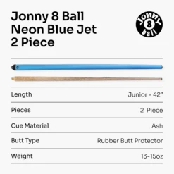 Jonny 8 Ball Jonny 8 Ball 42 Inch NEON BLUE JET JUNIOR 2pc ASH Snooker Pool Cue - 10mm Tip -Billiards Shop 7 221886b6 389e 4eb8 9ef0 9332553fe52d