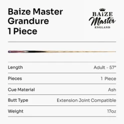 Baize Master Baize Master Limited Edition Grandure #007 One Piece Hand Spliced Ultra-Premium English Pool Cue With Titanium Ferrule And Hand-Fitted Asia Cues Pro 8mm Tip – Handmade In Thailand By Asia Cues -Billiards Shop 7 403a836f e43d 4f95 8307 8e4715a0078f