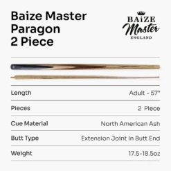 Cue + Case Baize Master Paragon 57 Inch 2 Piece Centre Joint Snooker Pool Cue 9.3mm Pro Leather Tip -Billiards Shop 7 41b3aabf 5931 4f17 96e3 098fd0734578