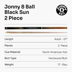 Jonny 8 Ball Jonny 8 Ball BLACK SUN 57 Inch 2 Piece Centre Joint Ash English Pool Cue With 8.5mm Tip -Billiards Shop 7 422d8f11 b4c3 4cf0 a8ad 95558f2c4742