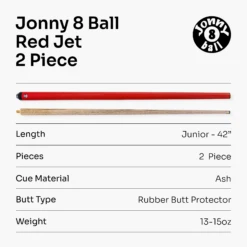 Jonny 8 Ball Jonny 8 Ball 42Inch RUBY RED JET JUNIOR 2pc ASH Snooker Pool Cue 9mm Elk Master -Billiards Shop 7 4478bb7d 7093 4a1d 81ef d78c34577bca
