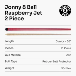 Jonny 8 Ball Jonny 8 Ball 36 Inch RASPBERRY JET Kids Junior Snooker Pool Cue 10mm Tip -Billiards Shop 7 4b9e13a2 0643 4692 b4ac 480b81796918