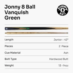 Jonny 8 Ball Jonny 8 Ball VANQUISH 42 Inch 2 Piece Centre Joint Junior Kids Snooker Pool Cue 10mm Tip -Billiards Shop 7 507b0cc0 21a3 4a6a b45e 37272dc86f3c
