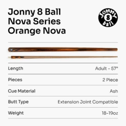 Jonny 8 Ball Jonny 8 Ball NOVA 57 Inch 2 Piece English Pool Cue 9mm Tip With Slim Tapered Ash Shaft -Billiards Shop 7 6bb6afda 1122 400a a661 dc5b08ff1c6c