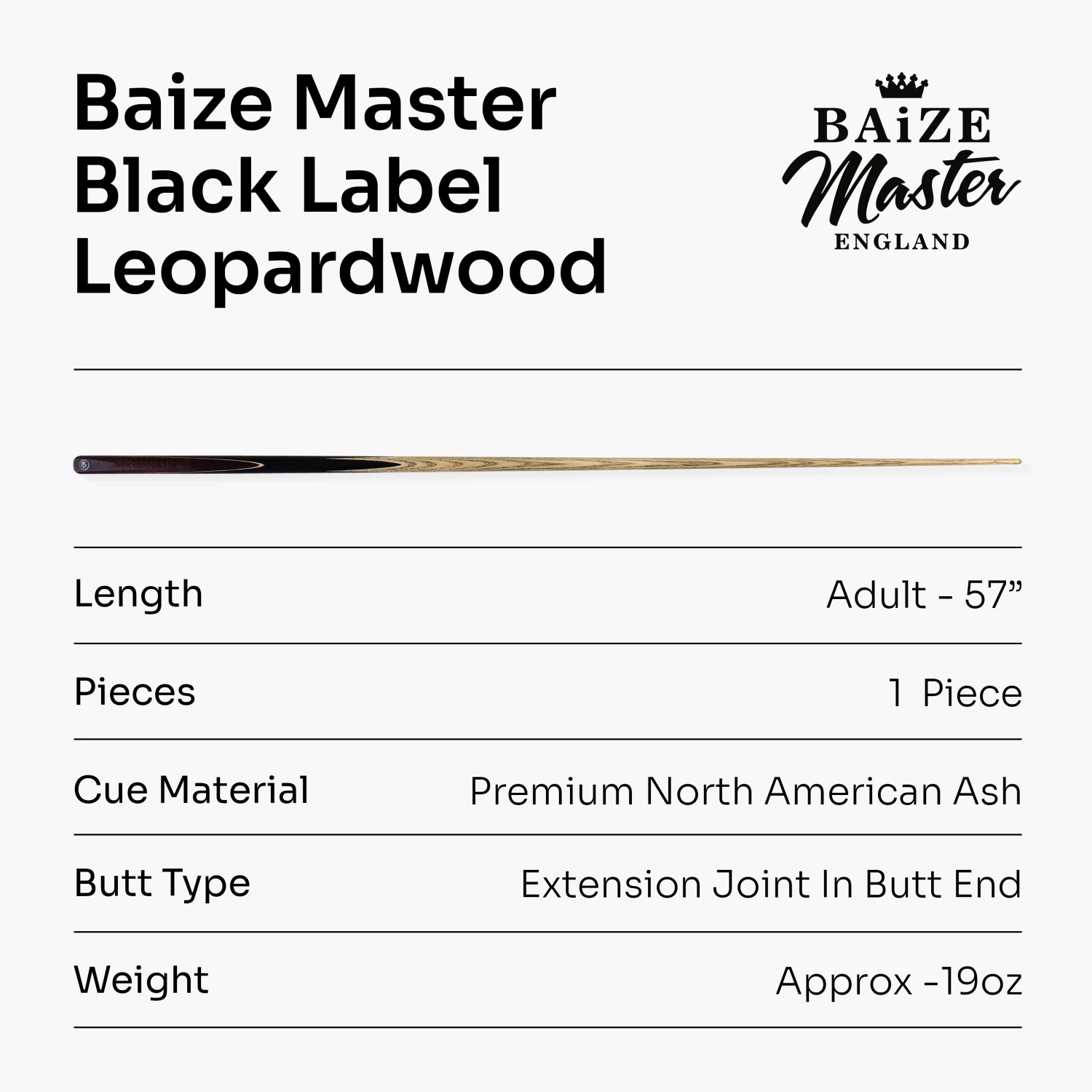 Baize Master Baize Master Black Label 57 Inch One Piece Hand Spliced Premium Ebony Butt English Pool Cue With 8mm Leather Tip 16 Baize Master Baize Master Black Label 57 Inch One Piece Hand Spliced Premium Ebony Butt English Pool Cue With 8mm Leather Tip - Image 14