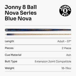 Jonny 8 Ball Jonny 8 Ball NOVA 57 Inch 2 Piece English Pool Cue 9mm Tip With Slim Tapered Ash Shaft -Billiards Shop 7 98a9827d 4196 4f65 83d4 24a96ff02d7b