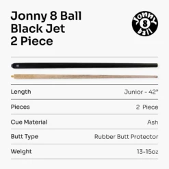 Jonny 8 Ball Jonny 8 Ball 42 Inch BLACK JET JUNIOR 2 Pc Ash Pool Snooker Cue - 10mm Tip -Billiards Shop 7 9c0165ce 90bc 49fa ade7 fa2ede7cef23