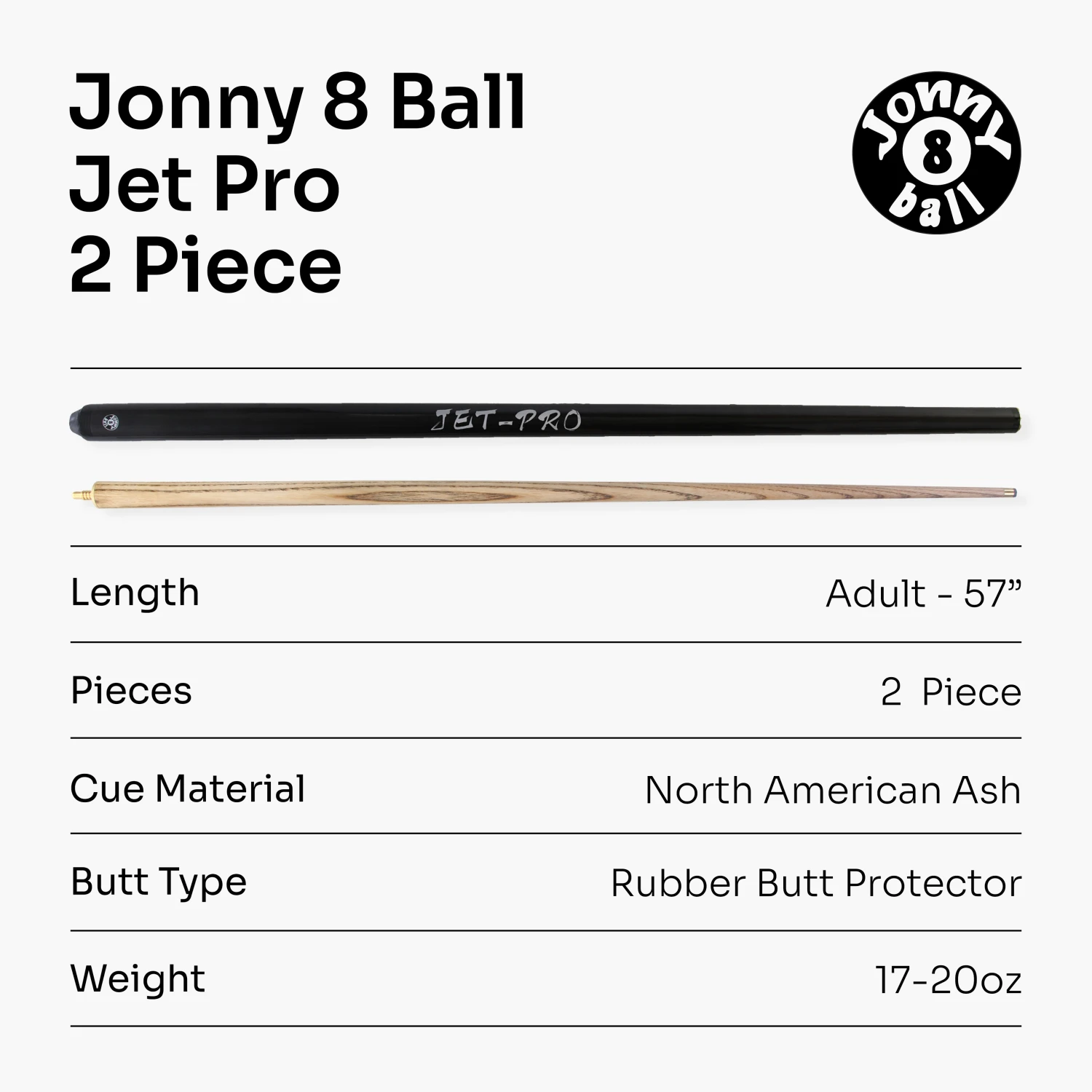 Jonny 8 Ball Jonny 8 Ball 57 Inch BLACK JET-PRO 2pc Ash Pool Cue With 8mm Elk Master Tip 9 Jonny 8 Ball Jonny 8 Ball 57 Inch BLACK JET-PRO 2pc Ash Pool Cue With 8mm Elk Master Tip - Image 7