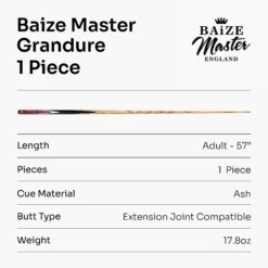 Baize Master Baize Master Limited Edition Grandure #006 One Piece Hand Spliced Ultra-Premium English Pool Cue With Titanium Ferrule And Hand-Fitted Asia Cues Pro 8mm Tip – Handmade In Thailand By Asia Cues -Billiards Shop 7 ebe2e5ad bc76 417e 82ca ef57806ecf02