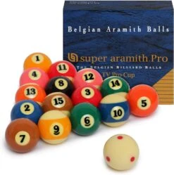 Aramith Super Aramith PRO CUP TV SET With Spot Cue Ball - 2 1/4 Inch American Pool Balls