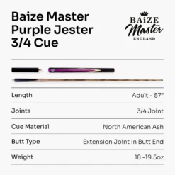 Baize Master Baize Master 3/4 PURPLE JESTER 57 Inch Ash Snooker Pool Cue With 9.5mm Tip -Billiards Shop 9 8746e293 19d6 47c9 8253 8da465c47a16