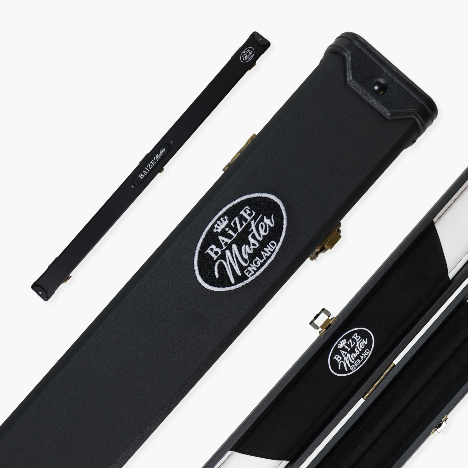Baize Master Baize Master BLACK + WHITE INTERIOR 3/4 Deluxe Black Pool Snooker Cue Case With Plastic Ends And Embroidered Logo 3 Baize Master Baize Master BLACK + WHITE INTERIOR 3/4 Deluxe Black Pool Snooker Cue Case With Plastic Ends And Embroidered Logo