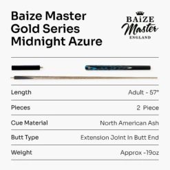 Baize Master Baize Master Gold Series Midnight Azure 58 Inch ¾ Joint Premium Ash Snooker Pool Cue 9.5mm Tip -Billiards Shop Artboard7 12443428 7cd8 4509 812e 6c744e6b7956
