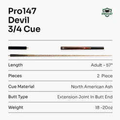 PRO147 Pro147 CLASSIC 3/4 Jointed Snooker Pool Cue With Genuine Multi Spliced Butt 9.5mm Leather Tip And Quick Release + 6" Mini Butt -Billiards Shop Artboard7 f2bc186f ebaa 4adb 8d2c 98bf457aeb0a