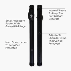 Jonny 8 Ball Jonny 8 Ball Black Tubular Cue Case + Shoulder Strap - Holds 2pc Snooker Or Pool Cue -Billiards Shop Artboard 4 073608b6 9a38 4dc8 bbd8 fcb649a679e6