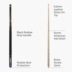 Jonny 8 Ball Jonny 8 Ball AZTEC 8.5mm Tip Adjustable 4 Piece Ash Pub Pool Cue, Shorten To 45" -Billiards Shop Aztec 4